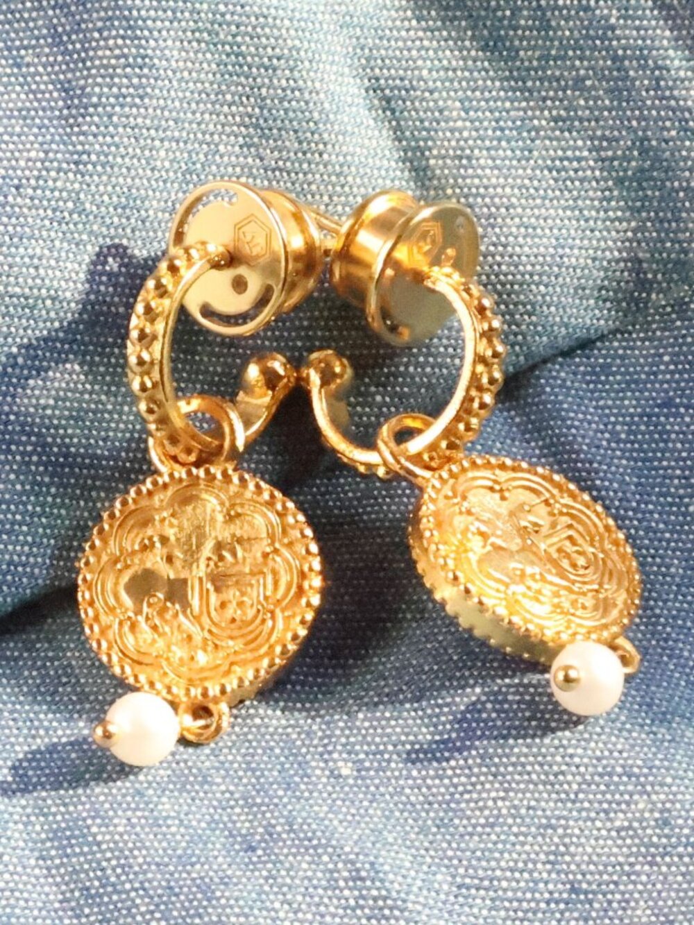Julie Vos Trieste Hoop & Charm Earrings - Gold & Pearl